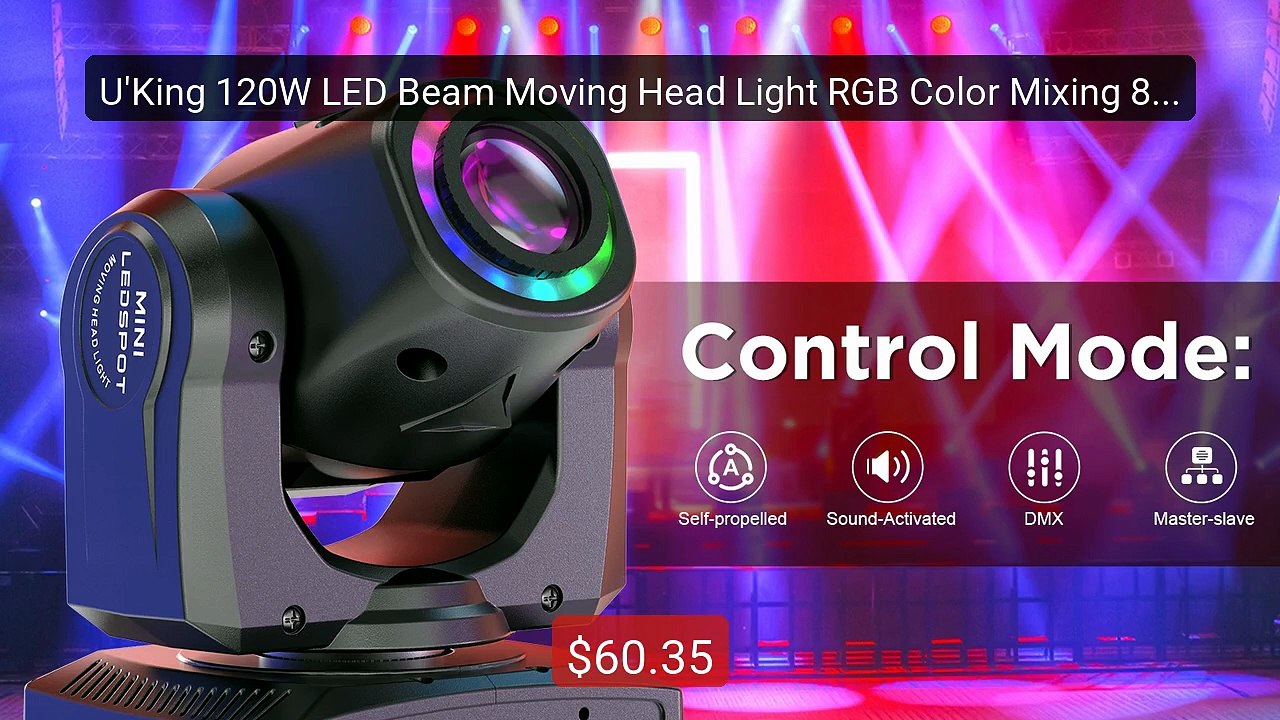 U'King 120W LED Beam Moving Head Light RGB Color Mixing 8 Patt... -- Hot Deal 2026 | Limited Offer!