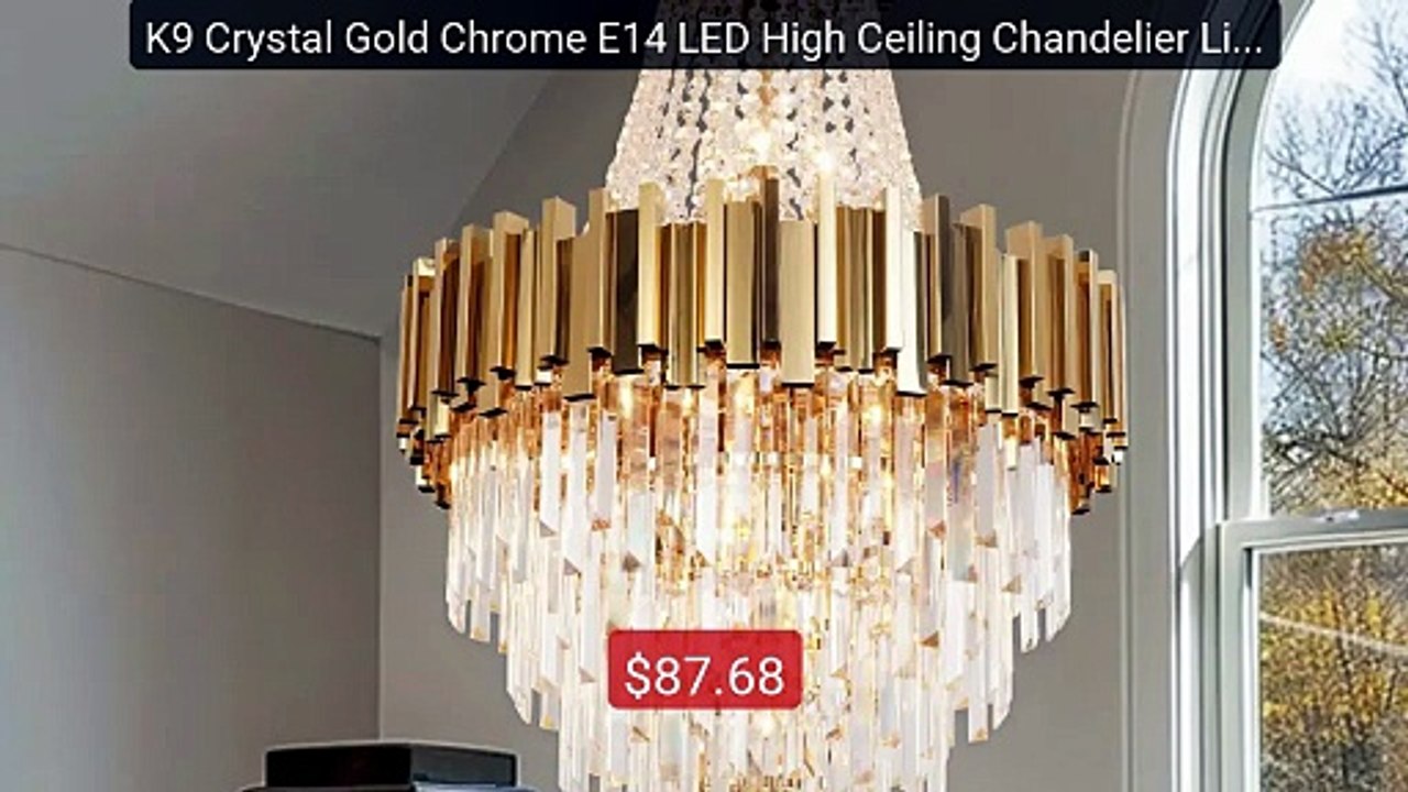 K9 Crystal Gold Chrome E14 LED High Ceiling Chandelier Lightin... -- Hot Deal 2026 | Limited Offer!
