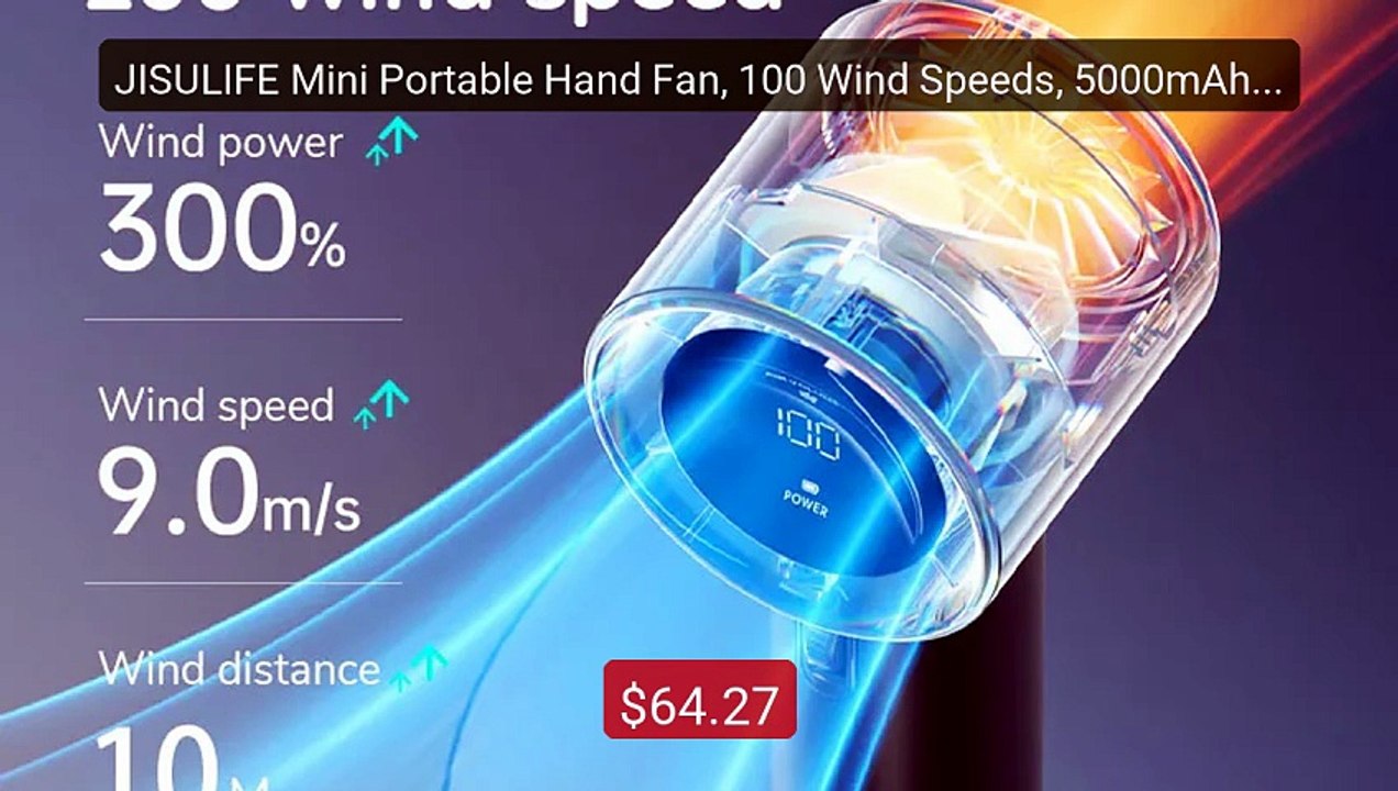 JISULIFE Mini Portable Hand Fan, 100 Wind Speeds, 5000mAh U... -- Top Pick 2026 | Unbeatable Price!