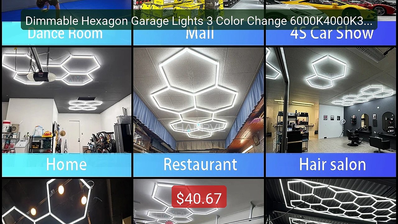 Dimmable Hexagon Garage Lights 3 Color Change 6000K4000K3000K ... -- Hot Deal 2026 | Limited Offer!