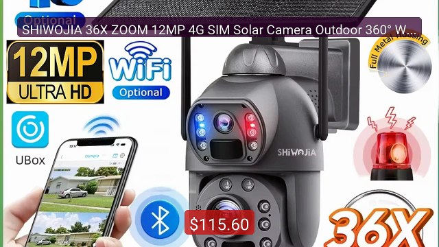 SHIWOJIA 36X ZOOM 12MP 4G SIM Solar Camera Outdoor 360° Wir... Top Pick 2026 | Unbeatable Price!