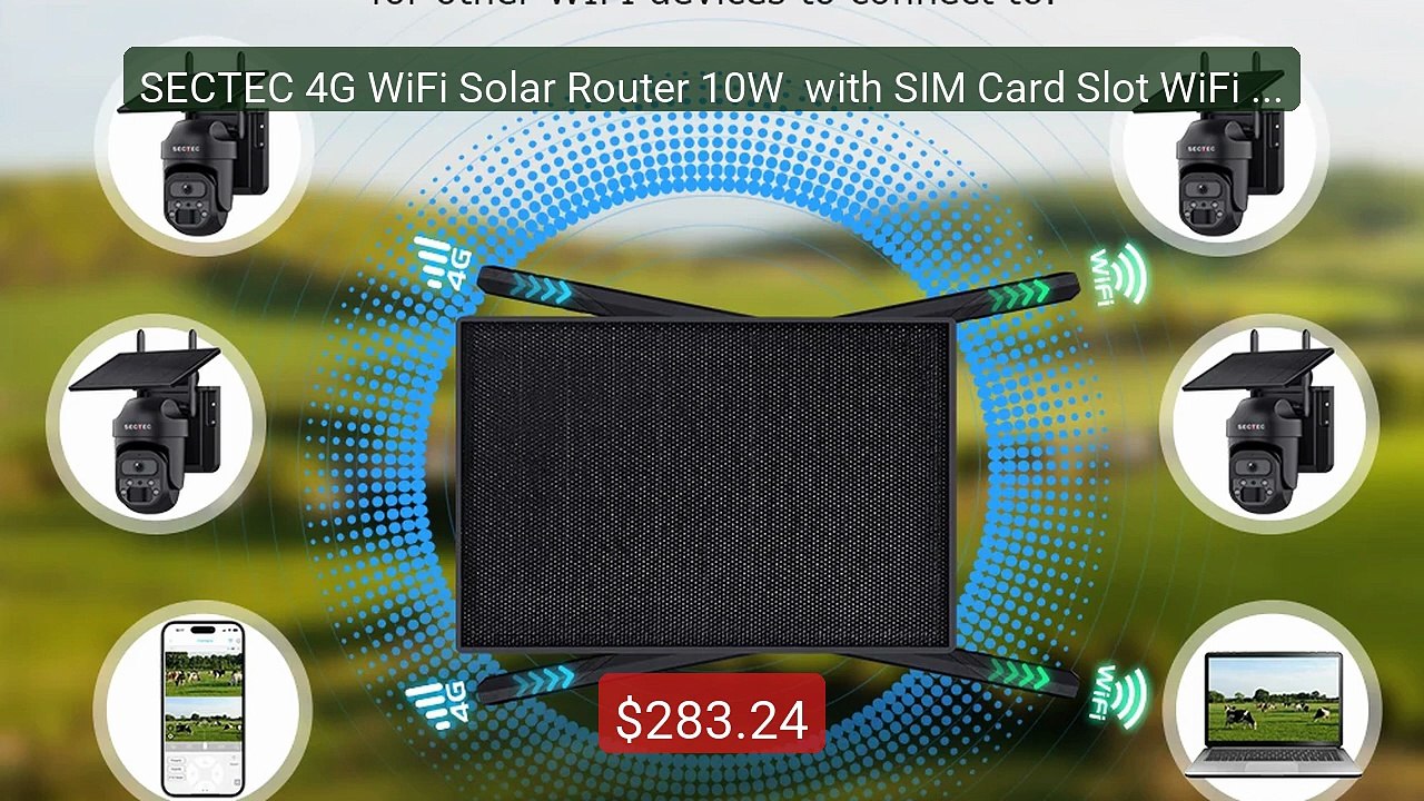 SECTEC 4G WiFi Solar Router 10W  with SIM Card...