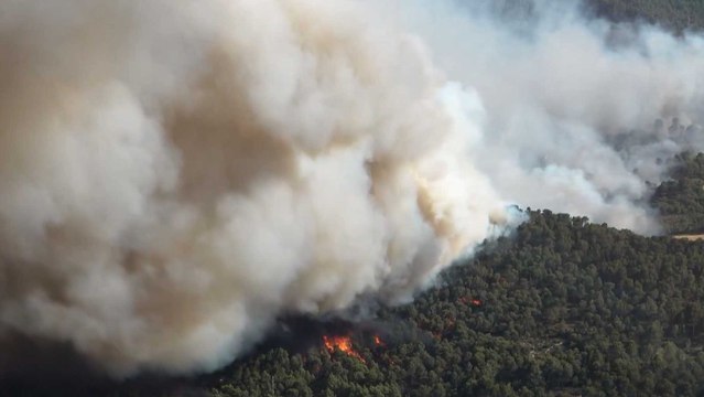 Tres incendios simultáneos en Cataluña obligan a confinar a 40.000 personas