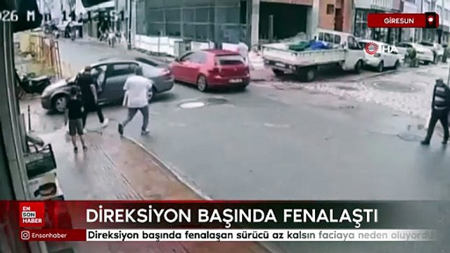 Giresun'da direksiyon başında fenalaşan sürücü az kalsın faciaya neden oluyordu
