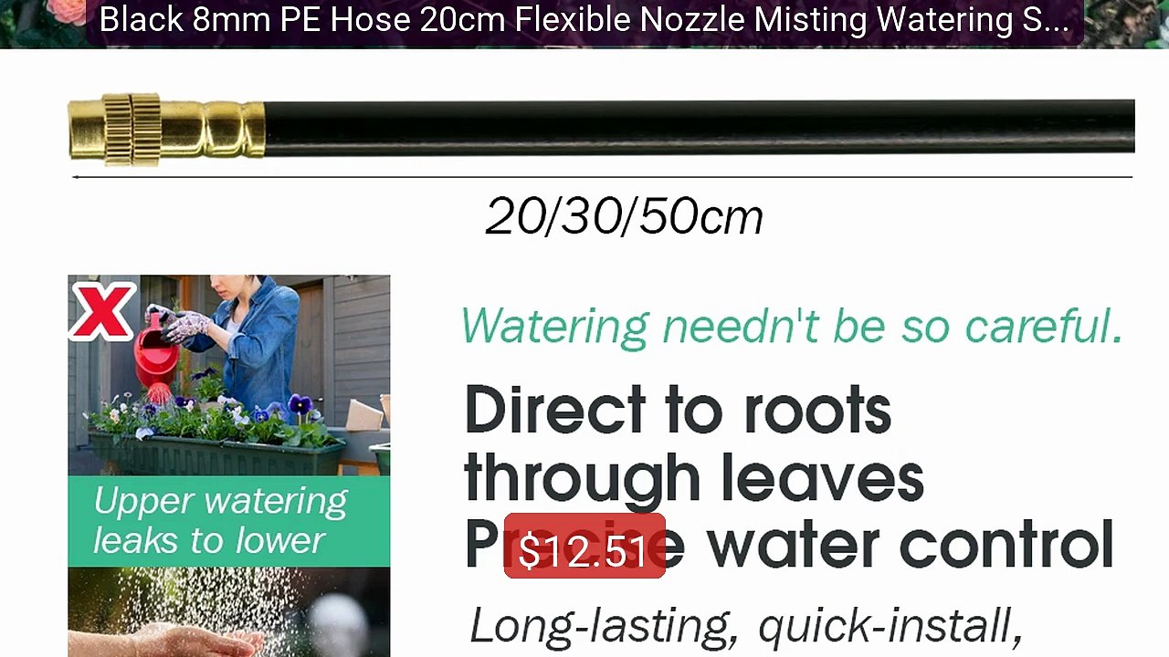 Black 8mm PE Hose 20cm Flexible Nozzle Misting Watering Syste... -- Amazing Value 2026 | Must Have!