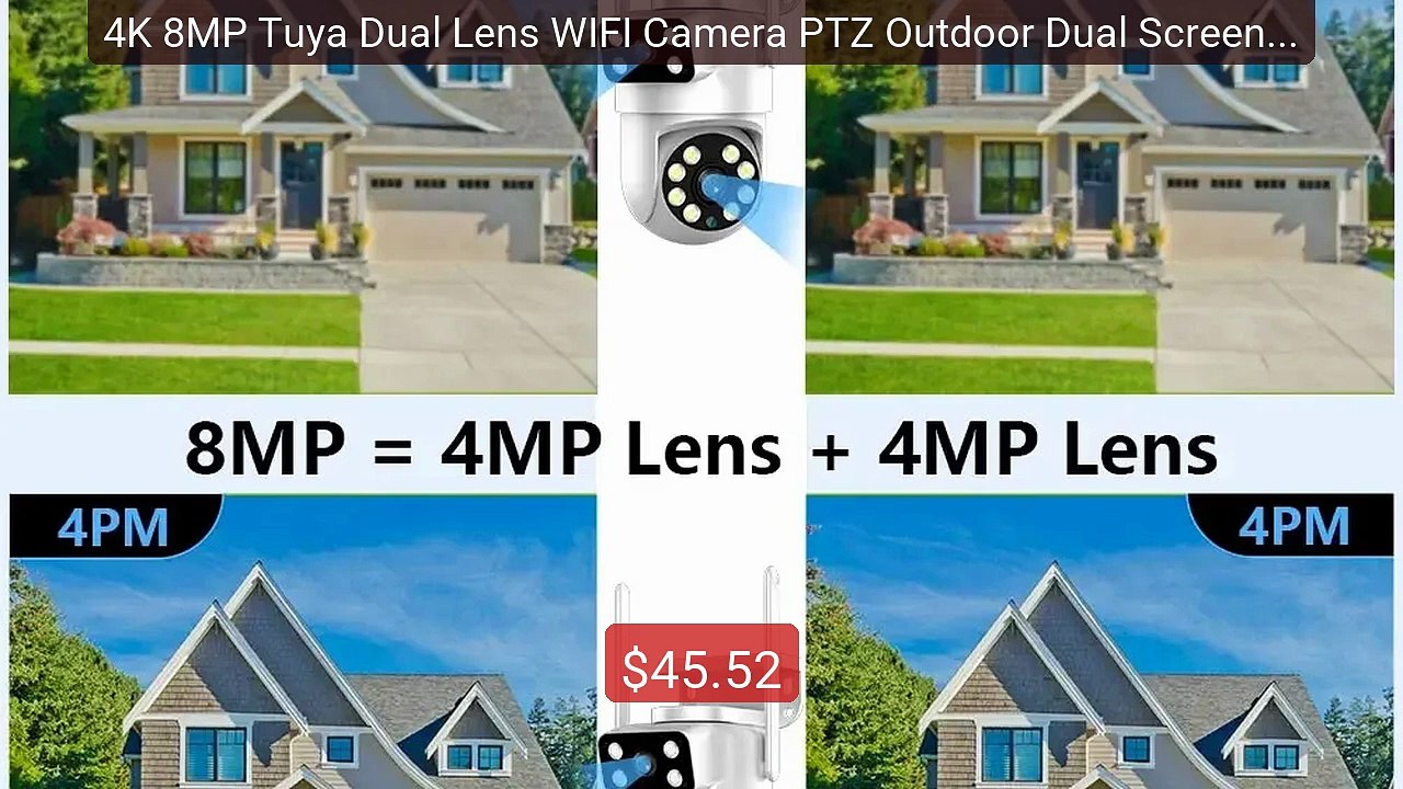4K 8MP Tuya Dual Lens WIFI Camera PTZ Outdoor D...