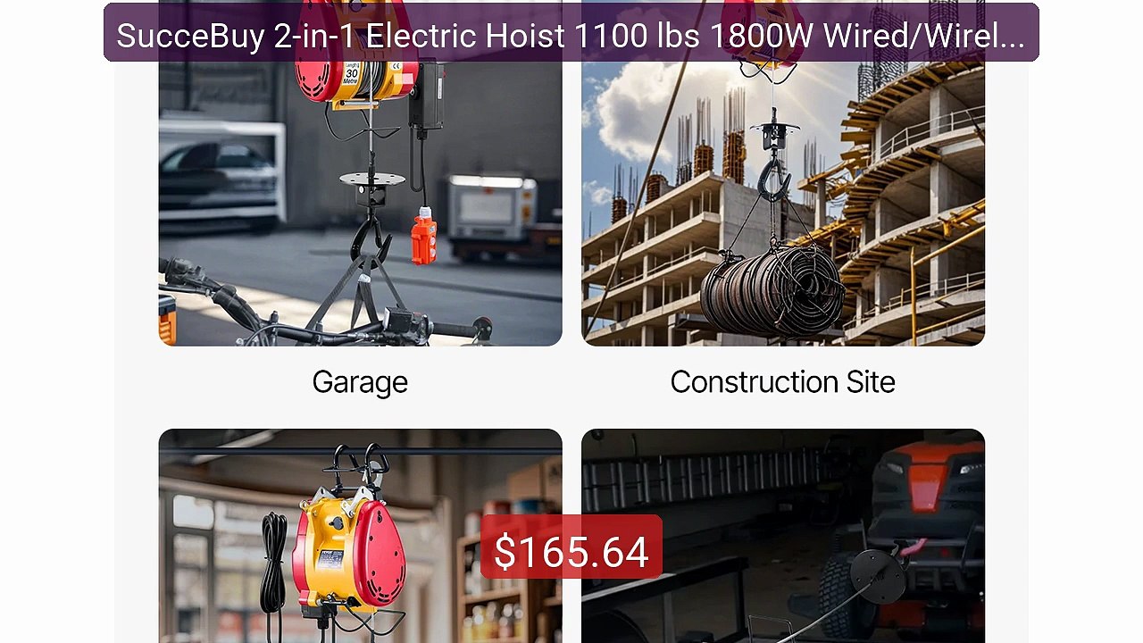 SucceBuy 2-in-1 Electric Hoist 1100 lbs 1800W Wired/Wireless P... -- Hot Deal 2026 | Limited Offer!