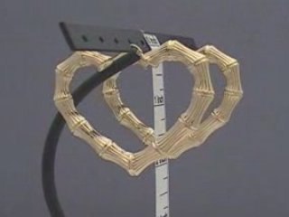 14K Gold Heart Bamboo Earrings Jewelry 2 3/8 Inch HB_33