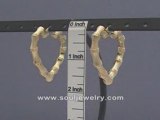 14K Yellow Gold Heart Bamboo Earrings Jewelry 2 Inch HB_32