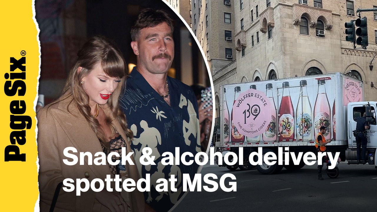 Snacks and alcohol are seen getting delivered to Madison Square Garden ahead of Taylor Swift and Travis Kelce's wedding