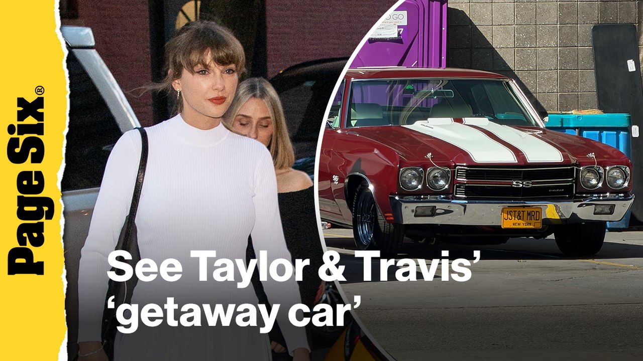Taylor Swift, Travis Kelce customize '70s muscle car with special license plate at MSG wedding as nod to first public date
