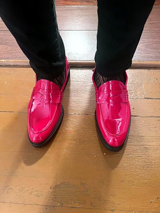 Red Shiny Patent Leather Loafers