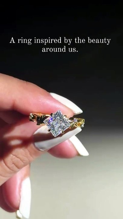 Princess Cut Nature-Inspired Lab Grown Diamond Engagement Ring | Ethical Luxury Jewelry