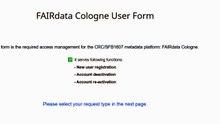 FAIRdata Cologne User Guide - 01 Registration