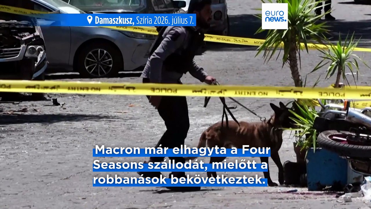 Pokolgépes robbanás Macron szállodájának közelében Damaszkuszban