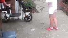 Wife Accidentally Hits the Throttle and Takes Off on Electric Scooter | Funny Mishap in Moscow