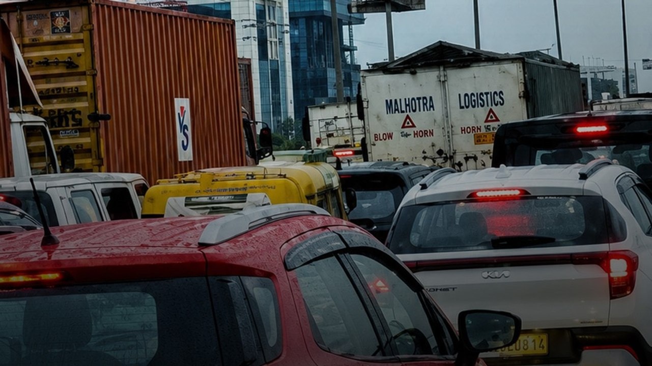 Gurugram में तेज बारिश के बाद सड़कों पर भर गया पानी, लगा लंबा जाम