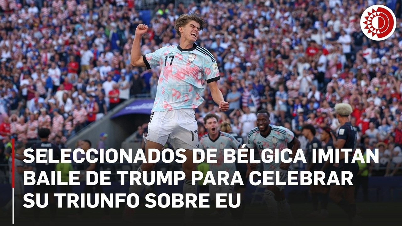 Integrantes de la Selección de Bélgica celebran su triunfo sobre EU imitando el baile de Trump