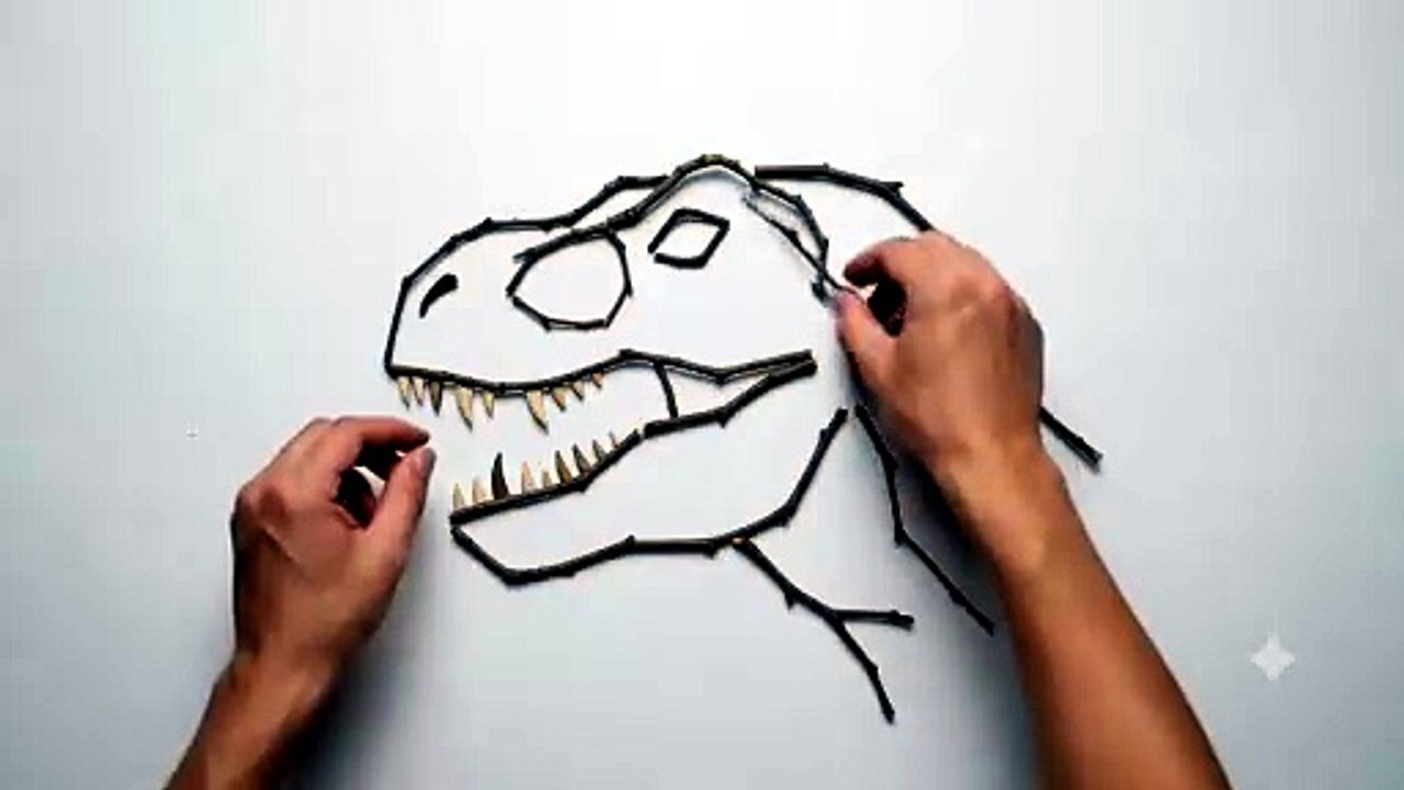 Hands constructing dinosaur port…
