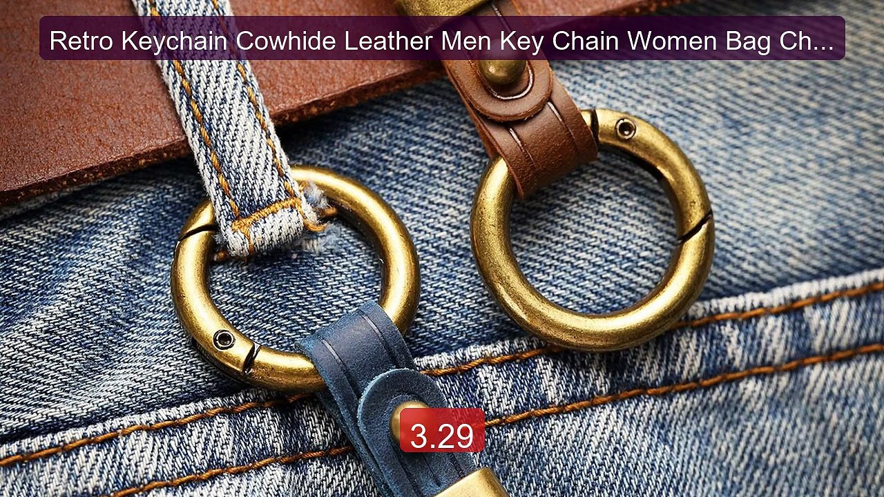 Retro Keychain Cowhide Leather Men Key Chain Women Bag Charm Car Ke... -- Top Rated 2026 | Buy Now!