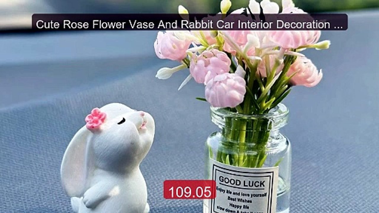 Cute Rose Flower Vase And Rabbit Car Interior Decoration Ornam... -- Hot Deal 2026 | Limited Offer!