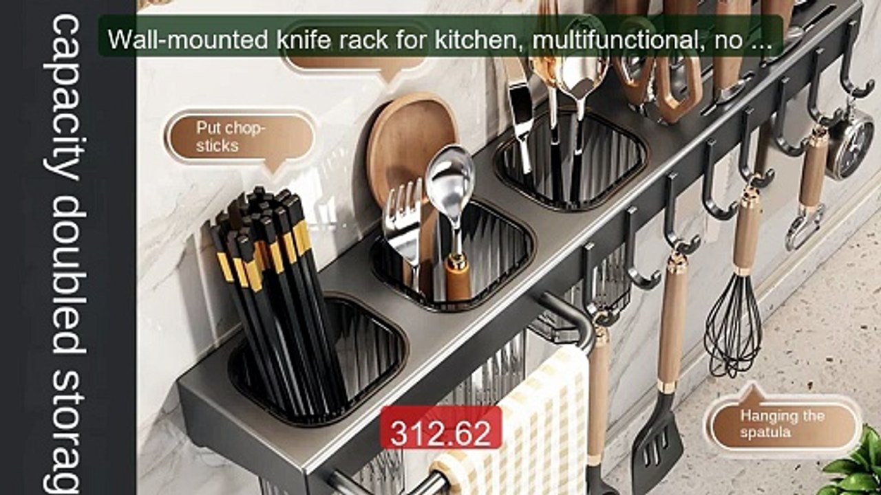 Wall-mounted knife rack for kitchen, multifunctional, no drilling ... -- Best Deal 2026 | Shop Now!