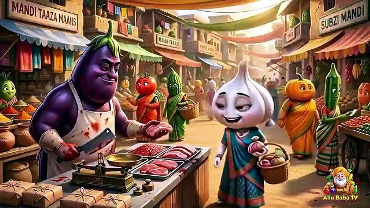 City Girls Visit Indian Village _ Lahsun, Mooli, Aur Strawberry Cartoon Story _ Sabji Cartoon Story