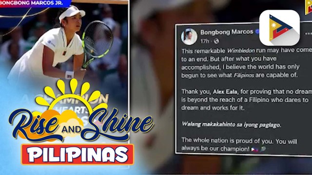 PBBM at First Lady Liza Araneta-Marcos, nagpaabot ng pagbati sa makasaysayang kampanya ni Alex Eala sa 2026 Wimbledon Championships