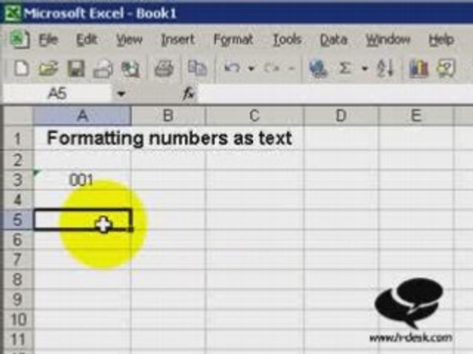 Formating numbers as text in Excel