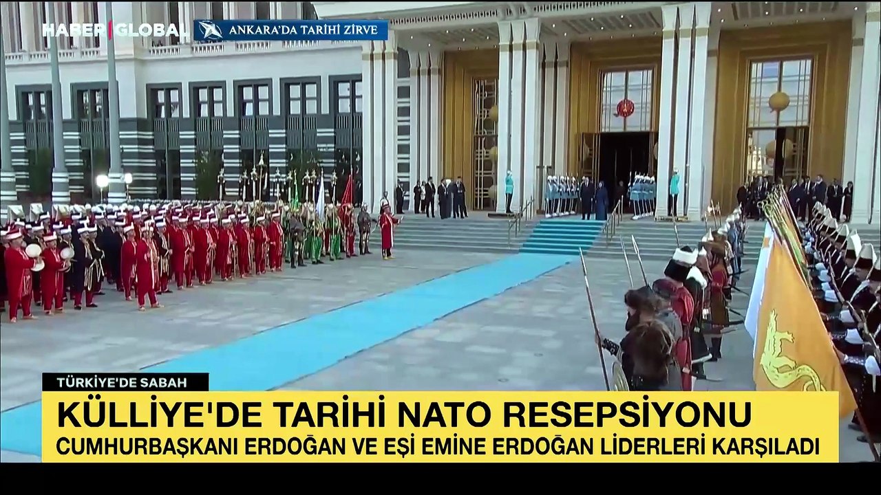 Cumhurbaşkanlığı Külliyesi'nde NATO liderlerine mehter sürprizi
