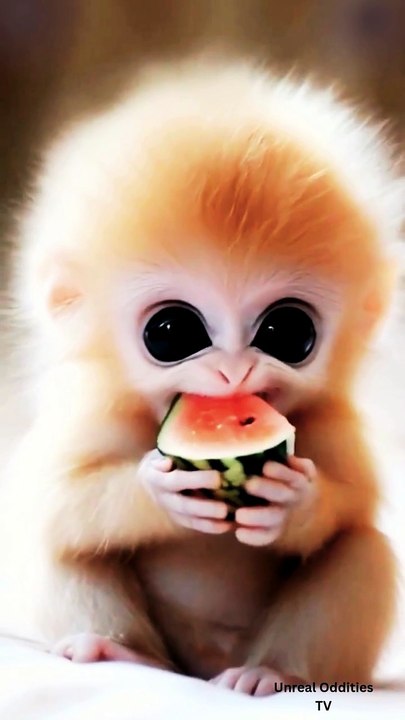 Baby Monkey Eating Watermelon 🍉 Cutest Monkey Enjoying a Juicy Treat! 🐵😂