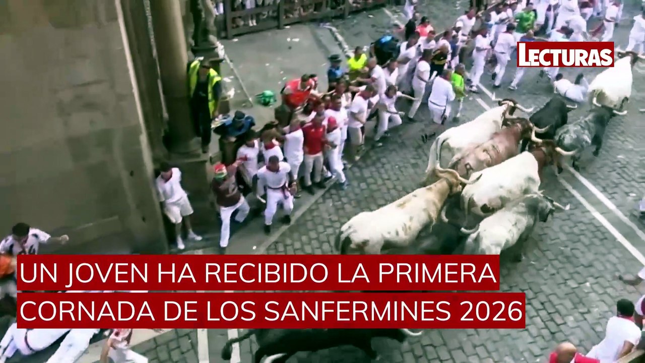 Susto en los Sanfermines: un herido por asta en el segundo encierro en Pamplona