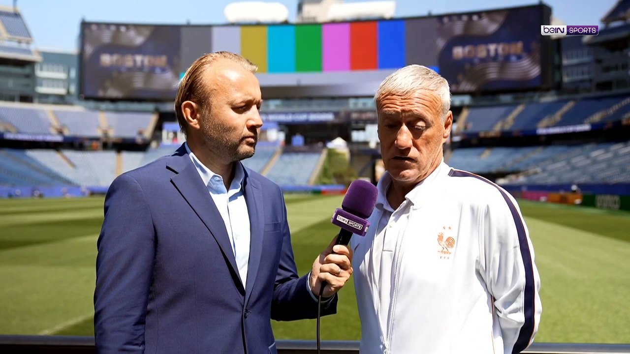 Didier Deschamps observing a training session or match, reflecting on opposition key players like Achraf Hakimi.
