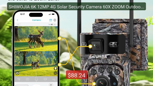 SHIWOJIA 6K 12MP 4G Solar Security Camera 60X ZOOM Outdoor ... Top Pick 2026 | Unbeatable Price!