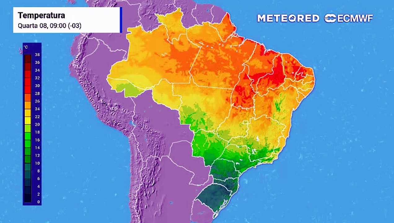 Quarta-feira, 8 de julho: temperatura prevista