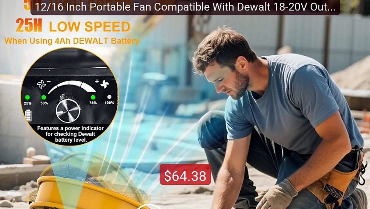 12/16 Inch Portable Fan Compatible With Dewalt 18-20V Outdoor Floor... -- Top Rated 2026 | Buy Now!