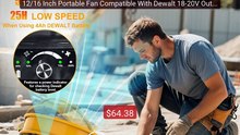 12/16 Inch Portable Fan Compatible With Dewalt 18-20V Outdoor Floor... -- Top Rated 2026 | Buy Now!