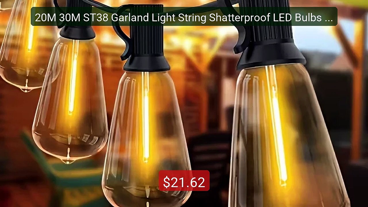 20M 30M ST38 Garland Light String Shatterproof LED Bulbs Ou... -- Top Pick 2026 | Unbeatable Price!
