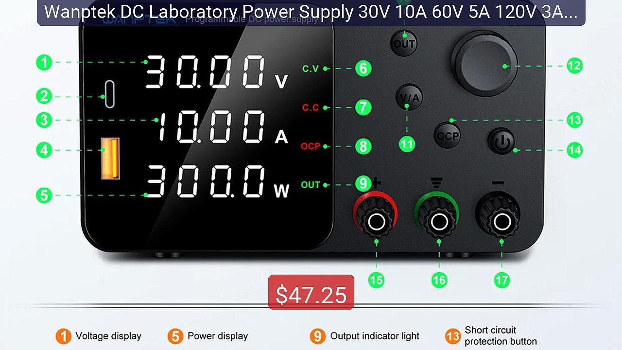 Wanptek DC Laboratory Power Supply 30V 10A 60V 5A 120V 3A Adju... -- Hot Deal 2026 | Limited Offer!