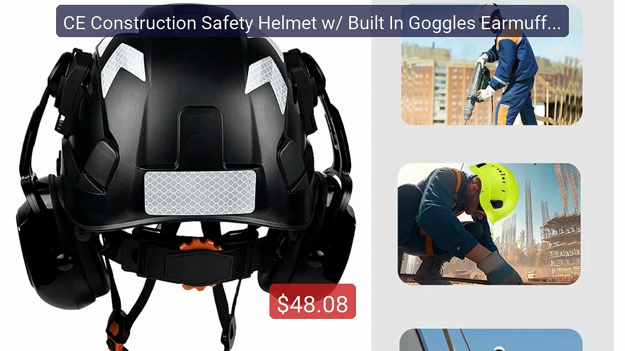 CE Construction Safety Helmet w/ Built In Goggles Earmuffs ... -- Top Pick 2026 | Unbeatable Price!
