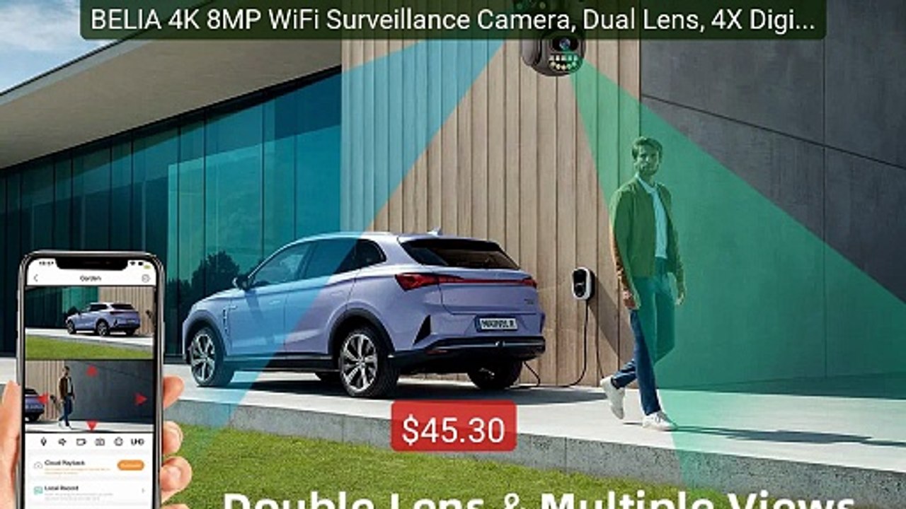 BELIA 4K 8MP WiFi Surveillance Camera, Dual Lens, 4X Digital Z... -- Best Buy 2026 | Great Quality!