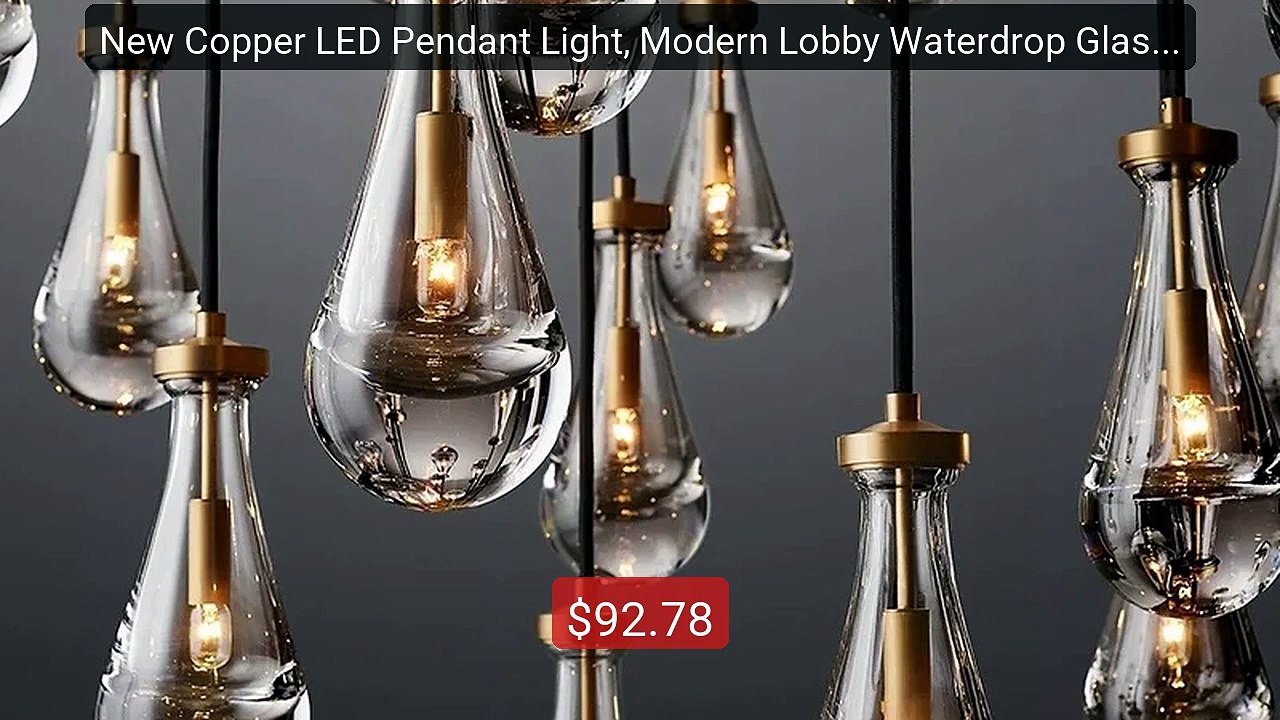 New Copper LED Pendant Light, Modern Lobby Waterdrop Glass Lig... -- Hot Deal 2026 | Limited Offer!