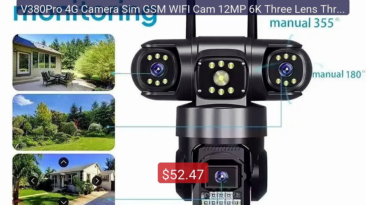 V380Pro 4G Camera Sim GSM WIFI Cam 12MP 6K Three Lens Three Sc... -- Best Buy 2026 | Great Quality!