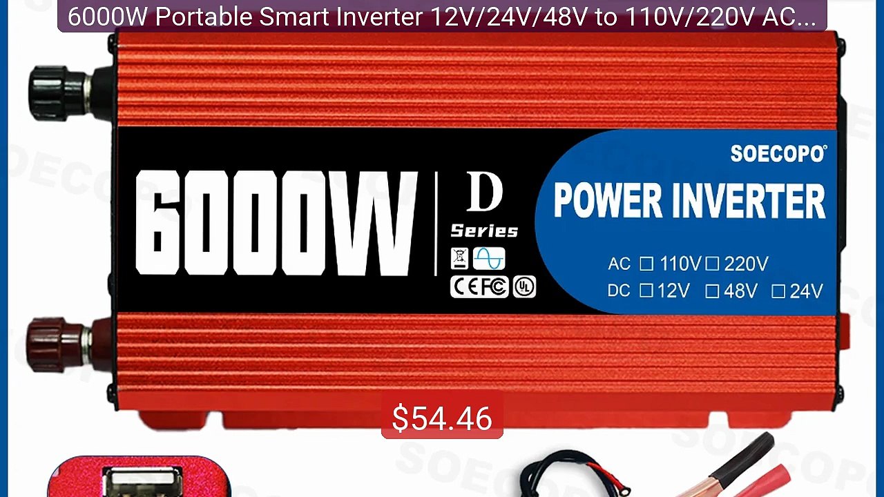 6000W Portable Smart Inverter 12V/24V/48V to 110V/220V AC with... -- Best Buy 2026 | Great Quality!