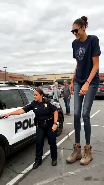 😂 When you're simply too tall for the police car! 🚔📏  Some moments are so unexpected you can't help but laugh. 😅 Life always finds a way to surprise us!