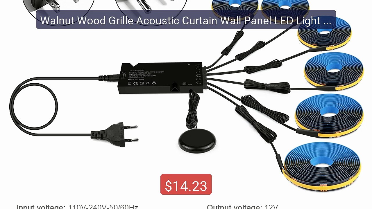 Walnut Wood Grille Acoustic Curtain Wall Panel LED Light Strip Bla... -- Best Deal 2026 | Shop Now!