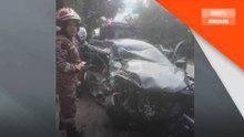 Guru parah, tiga pelajar cedera, kereta bertembung lori