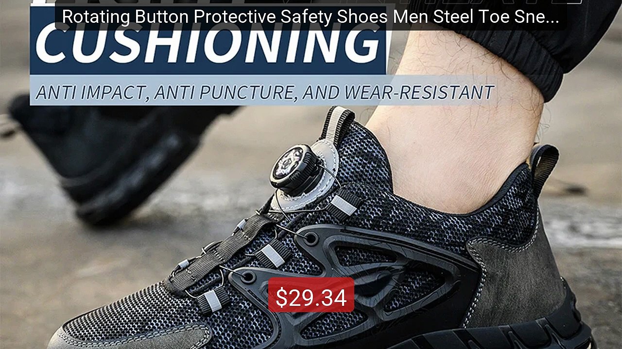 Rotating Button Protective Safety Shoes Men Steel Toe Sneakers... -- Best Buy 2026 | Great Quality!