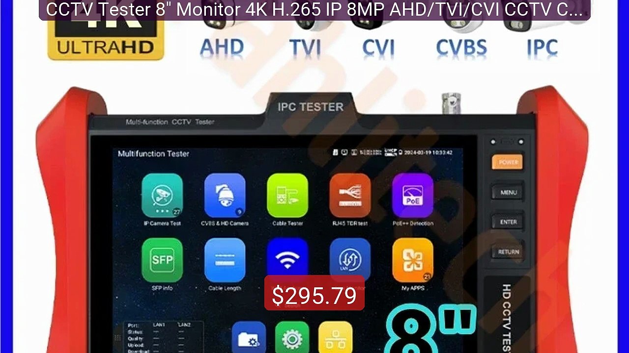 CCTV Tester 8" Monitor 4K H.265 IP 8MP AHD/TVI/CVI CCTV Camera... -- Best Buy 2026 | Great Quality!