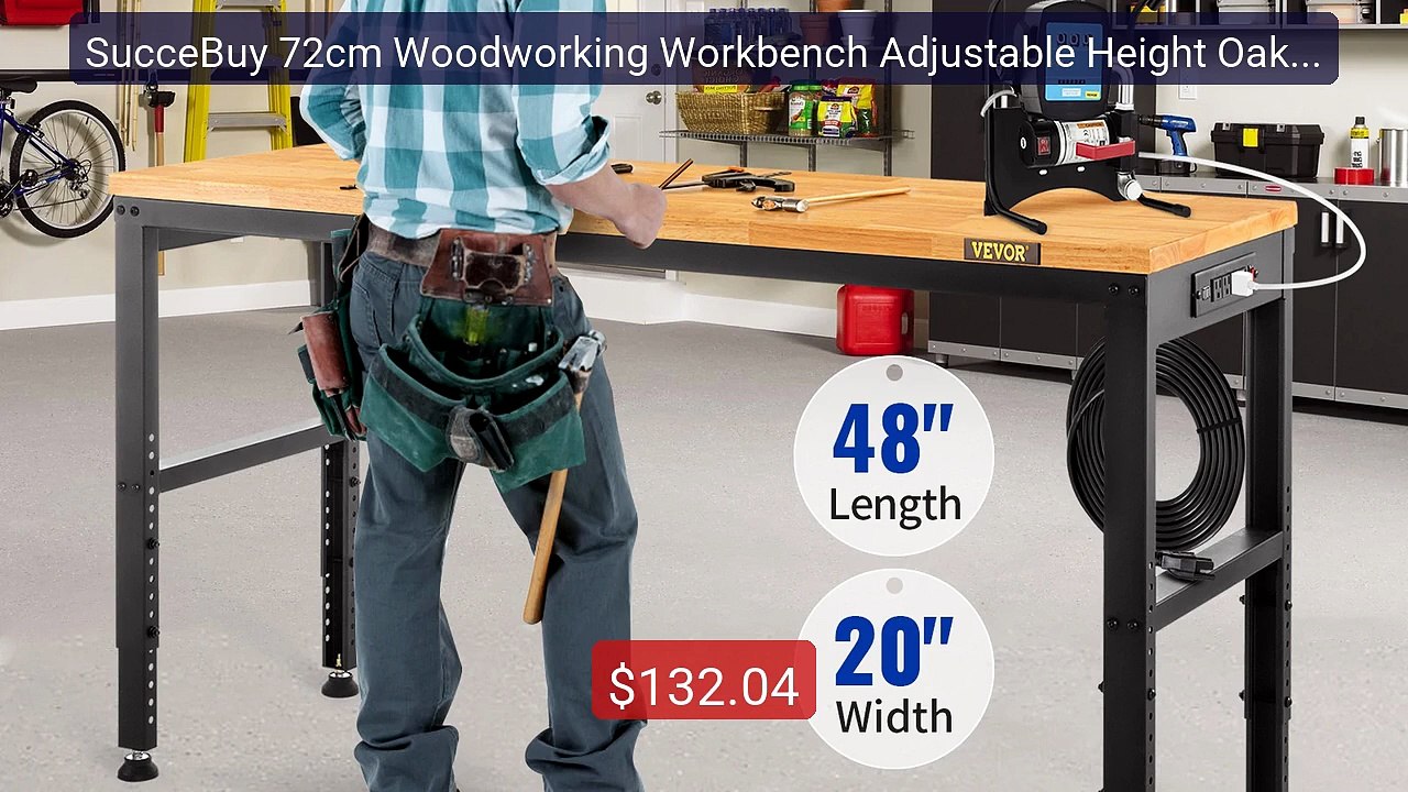 SucceBuy 72cm Woodworking Workbench Adjustable Height Oak Wood Har... -- Best Deal 2026 | Shop Now!